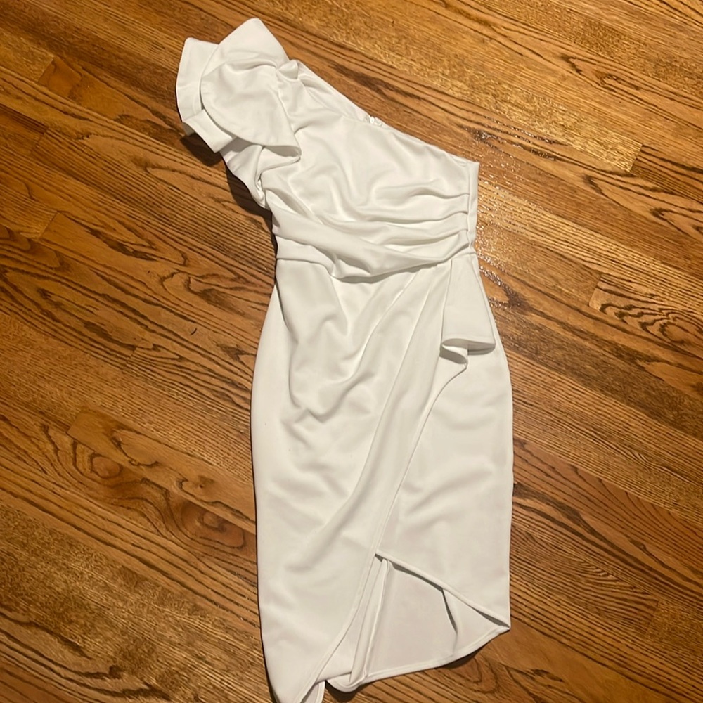 One Shoulder White Dress